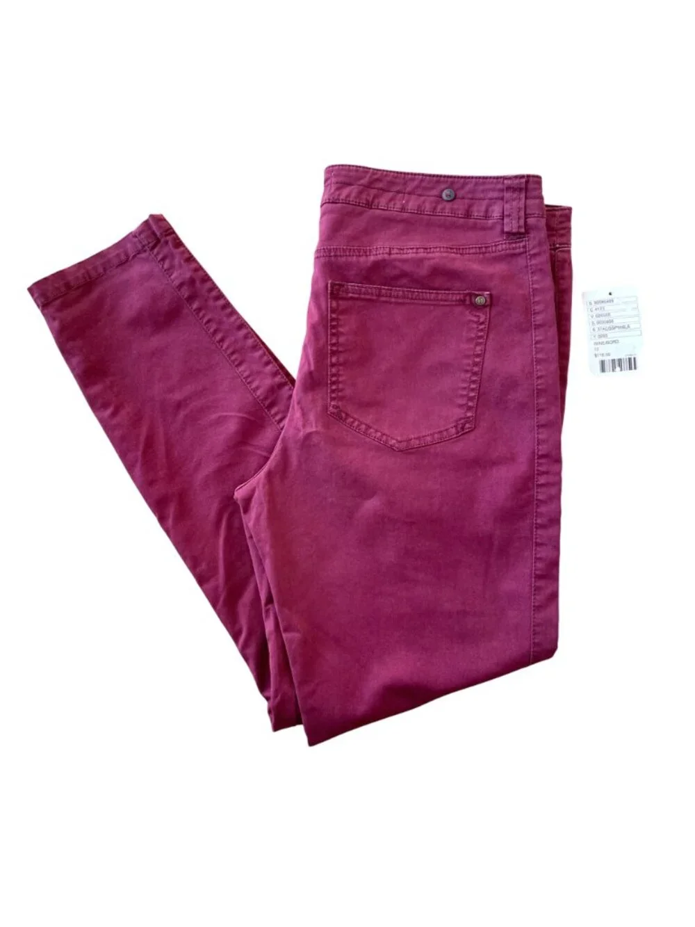 Pilcro Anthropologie Pants Size 12 Wine Red Cargo Stretch Utility Jeans - Picture 5 of 12